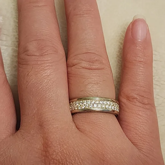 David Yurman Streamline Two Row Band Ring with Pave Diamonds - Picture 5 of 6